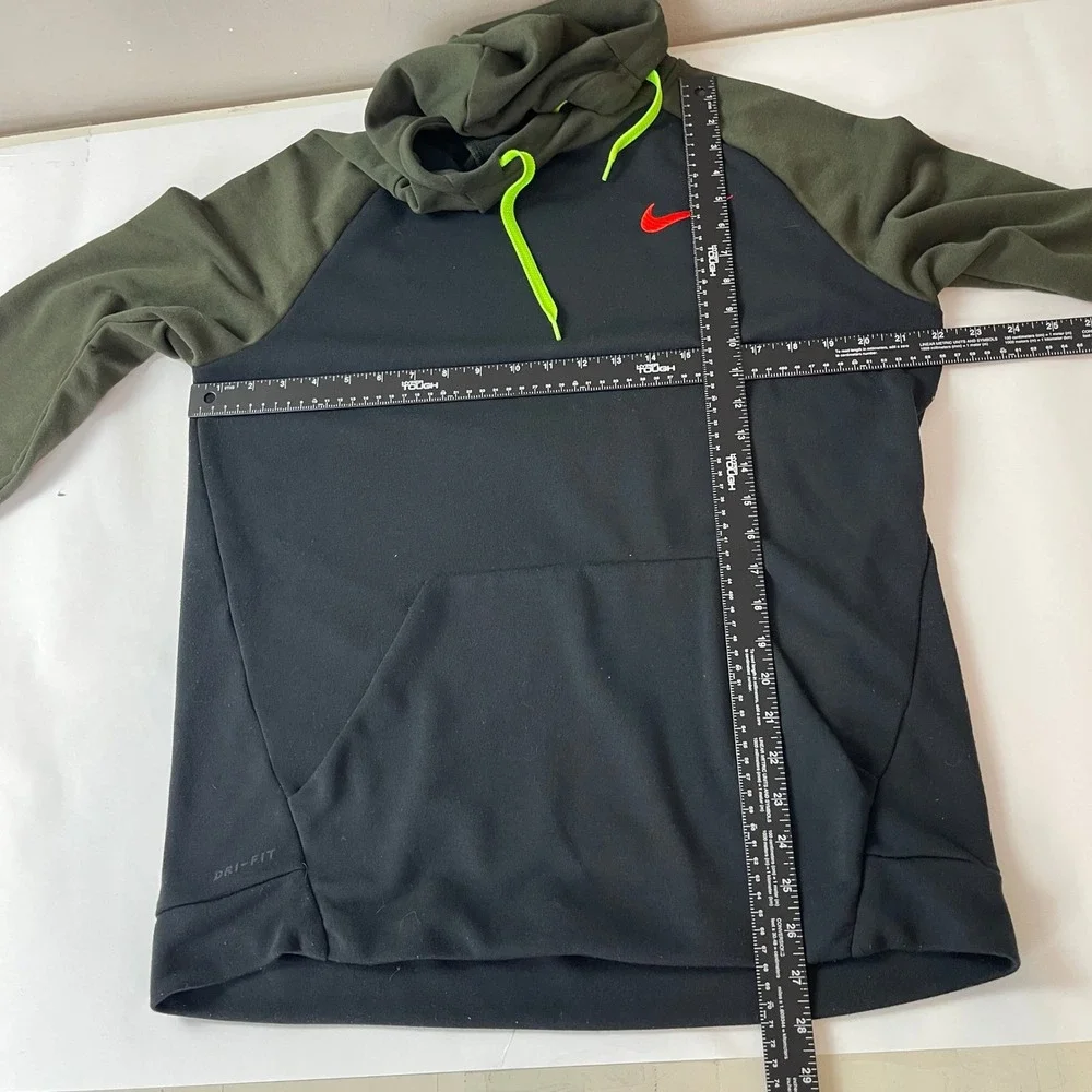 Nike Hoodie Mens L Black Green Dri-FIT Gym Training Sweatshirt Athleisure Sports